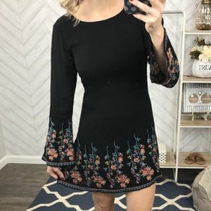 Black Boho Embroidered Dress